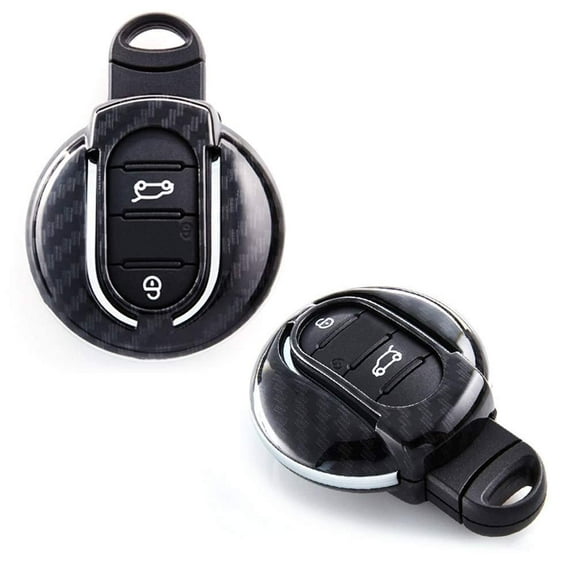 Exact Fit Black Glossy Carbon Fiber Finish Key Fob Shell For 2014/2015-up 3rd Gen Mini Cooper F55 F56, 2017-up 2nd Gen F60 Countryman