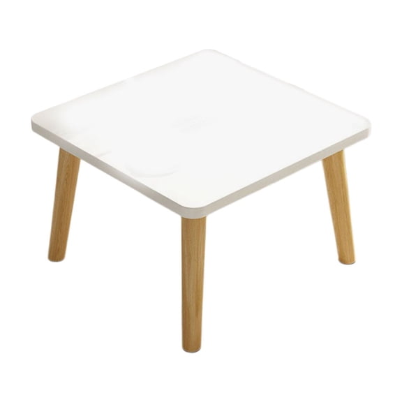 PuSpu White Wooden Square Coffee Table, 1 Pc Mini Low Floor Table, 15.75x15.75x11.81in, Concise Tea Table for Balcony Bedroom Living Room