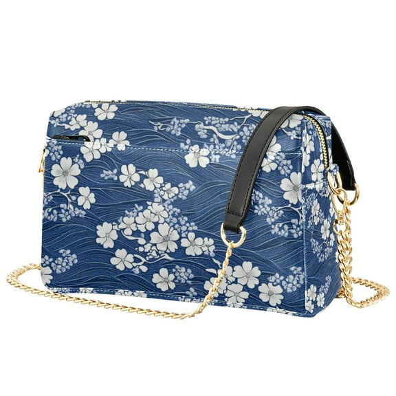 FORMRS Women Crossbody Purse with Chain Strap Vegan Leather Shoulder Handbag, Floral Ocean Waves