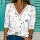 thumbnail image 1 of ICHUANYI ClearanceWomen's Fashion Printed Lace Sleeves Blouse V-Neck Casual Tops(White, XXL) ICHUANYI WER20232080500287, 1 of 8