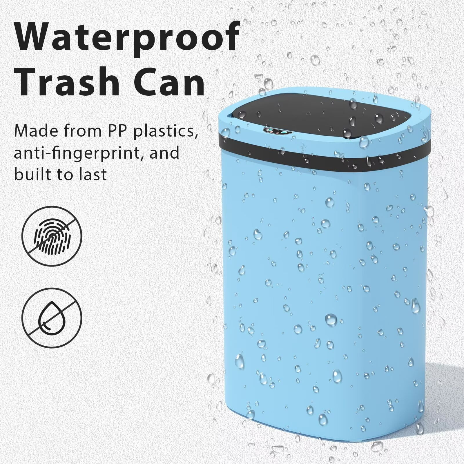 CL.HPAHKL Kitchen Trash Can 13 Gallon, Touchless Automatic Garbage Can with Lid, Motion Sensor Trashcan for Kitchen Bathroom Office, Blue