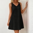 thumbnail image 5 of Zynoxe Mini Dresses for Women Summer V-neck Sleeveless Hollow Out Strap Sundress Casual Ventilate Peasant Gauze Lounge Beach Dresses Black L, 5 of 8