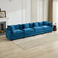 thumbnail image 4 of Cloud Sofa 4 Seats, Modern Sectional Couch, Comfy Double Layer Upholstered Seat Cushion, Breathable Chenille Fabric, Blue, for Living Room Bedroom Apartment, 4 of 9