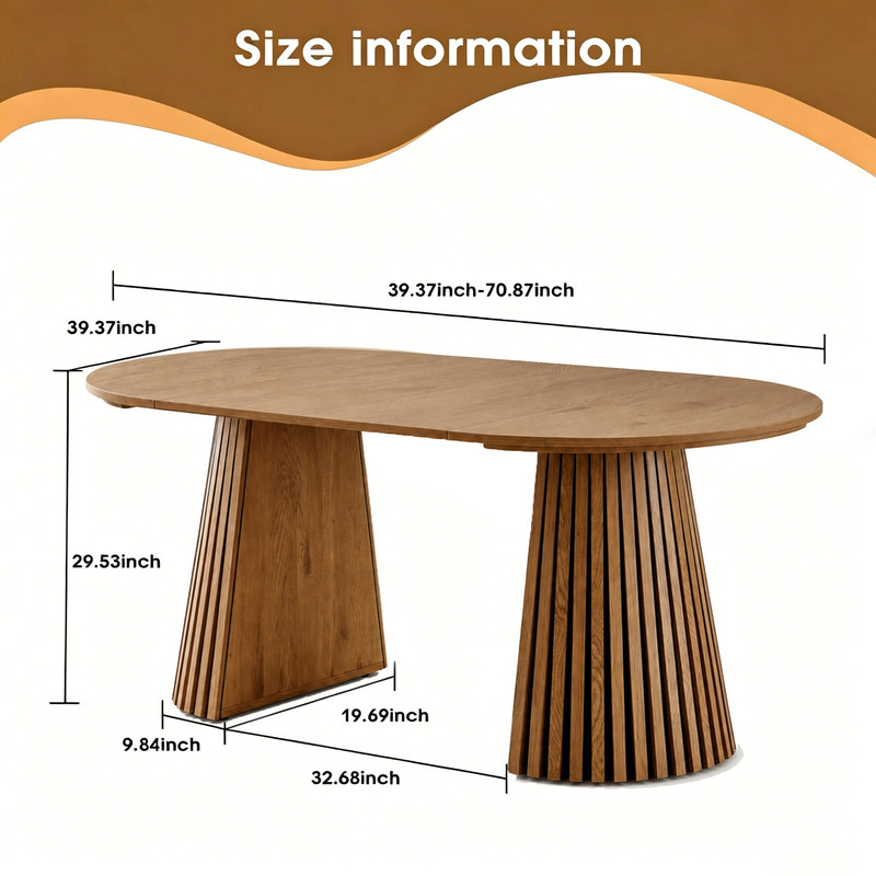 39.37''-70.87'' Extendable Dining Table for 4-8, 3-In-1 Round-to-Oval Expandable Kitchen Dinner Table with Non-Slip Foot Pads