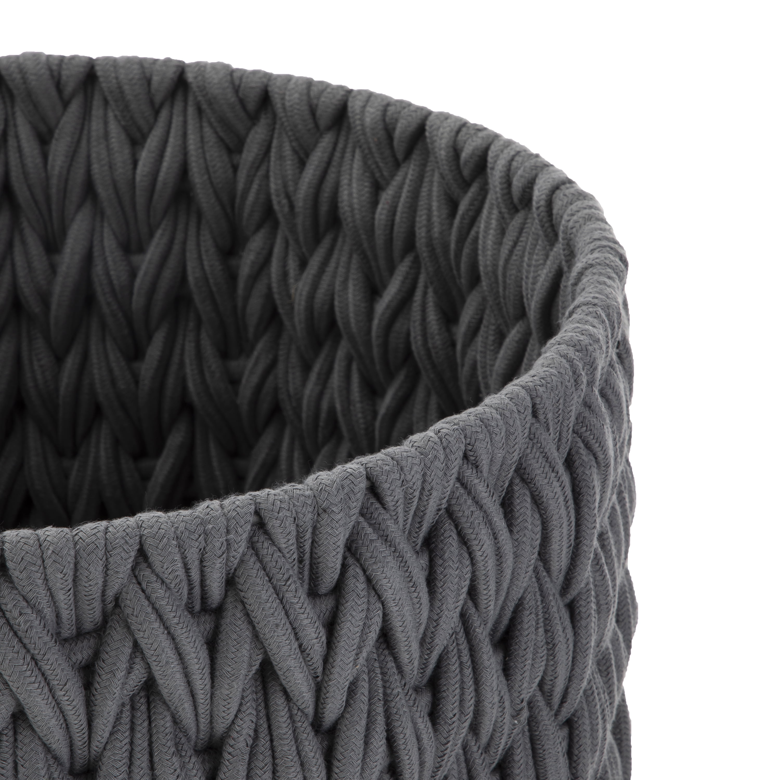 (2 pack) Better Homes & Gardens Closed Weave Polyester Grey Decorative Storage Basket