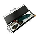 thumbnail image 3 of Feather Pen Set, Retro Style Carved Design, Personalized Pens, with Ink, 2 Replacement Tips, Fountain Pen Stand Base, Green, 3 of 6