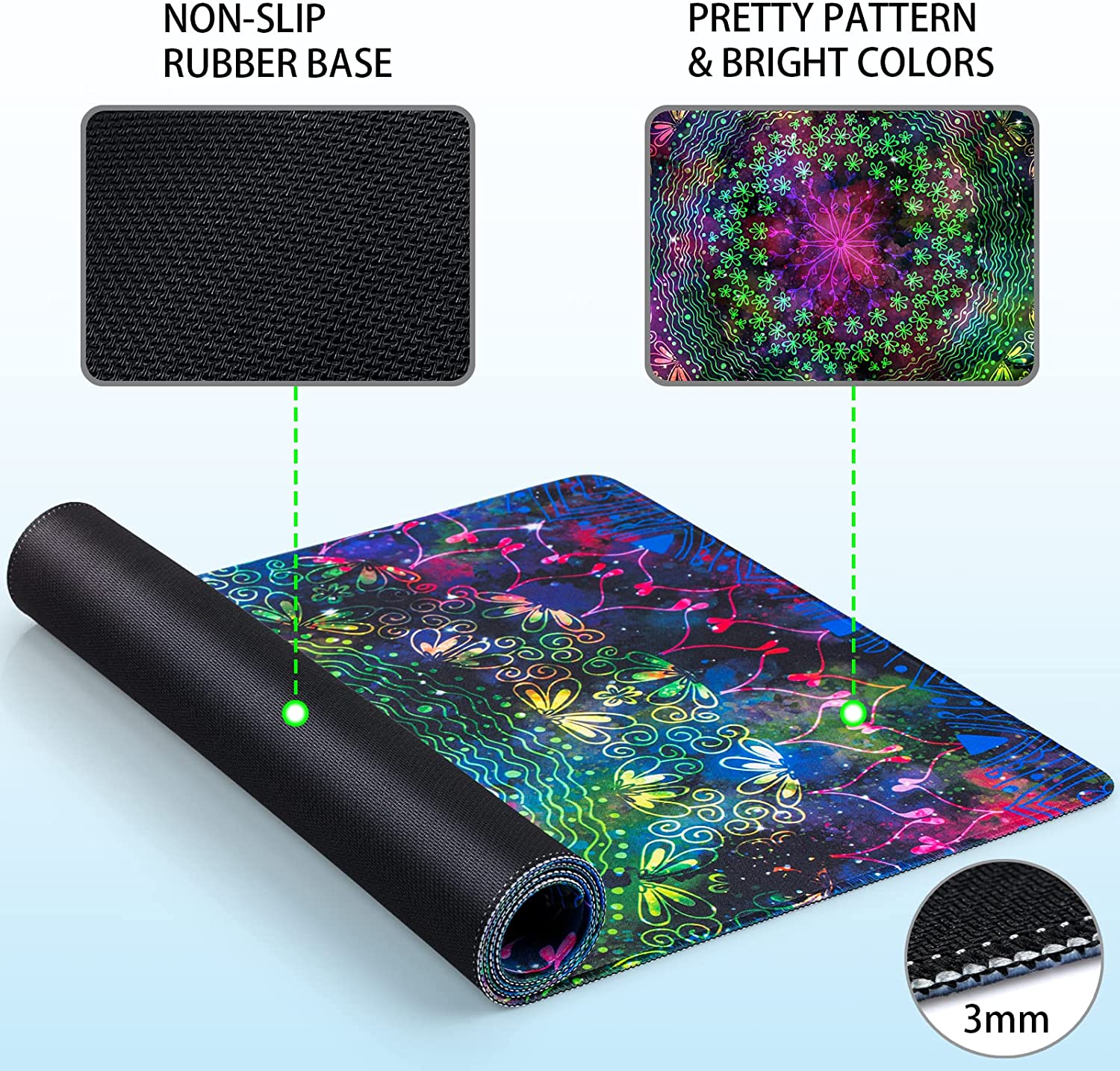 Gaming Mouse Pad, Extended Mouse Pad 31.5x15.7inch XXL Large Big Computer Keyboard Mouse Mat Desk Pad with Non-Slip Base and Stitched Edge for Home Office Gaming Work