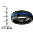thumbnail image 3 of Metal Masters Mens Blue Cable Inlay Tungsten Ring Black Wedding Band 8mm, 3 of 5