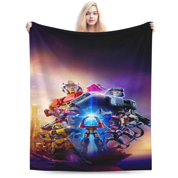 Manta de franela con dibujos animados de Transformers, suave y acogedora manta de felpa para todas las estaciones para niños y niñas, manta ligera y cálida para sofá cama o sofá de 40 x 30 pulgadas