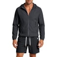 thumbnail image 2 of LEKWK Tracksuit Men Windbreaker Lightweight 2 Piece Outfit Full Zip Hooded Jacket and Shorts Matching Sets Activewear for Gym Running Biker Workout, 2 of 5