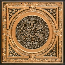 225 - Steampunk 2 ft. x 2 ft. PVC Glue-up or Lay in Ceiling Tile in Antique Gold (40 sq.ft / Pack) - 10 Pieces