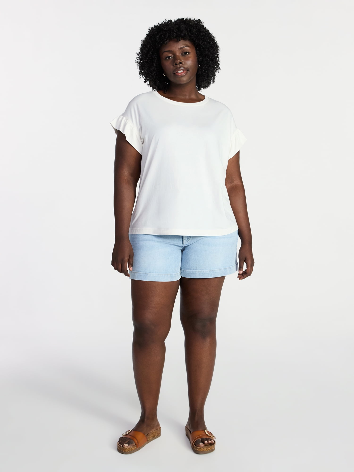 Terra & Sky Women's Plus Ruffle Short Sleeve Tee, Sizes 0X-5X