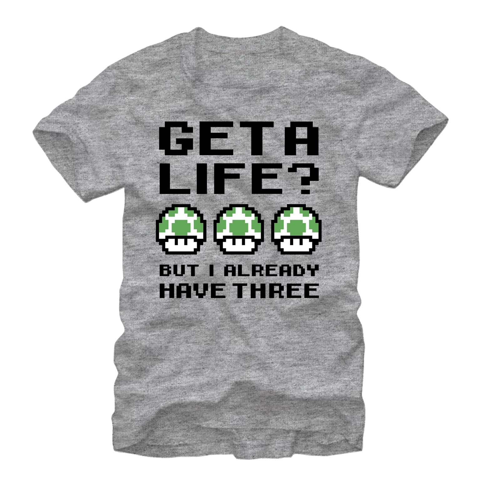 Men s Nintendo Mario Three Lives Graphic Tee Athletic Heather X Large
