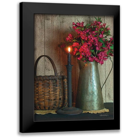 Boyer, Susie 12x14 Black Modern Framed Museum Art Print Titled - Basket and Blossoms