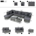 thumbnail image 6 of 7 Pieces Large Size Outdoor Wicker Sofa Set, Rattan Conservation Sectional Free Combination, Patio Furniture With 2 Coffee Table And Pillows For Garden And Deck, Beige,Gray, 6 of 19