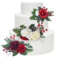 thumbnail image 1 of Rinlong para decoración de tartas, 3 unidades, flores navideñas de color burdeos, 1 of 7