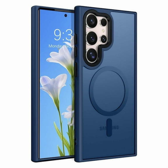 for Samsung S22 Utra Case Magnetic [Compatible with MagSafe] TPU Slim Protective Translucent Matte Smooth, phone case for Samsung S22 Ultra, Dark Blue
