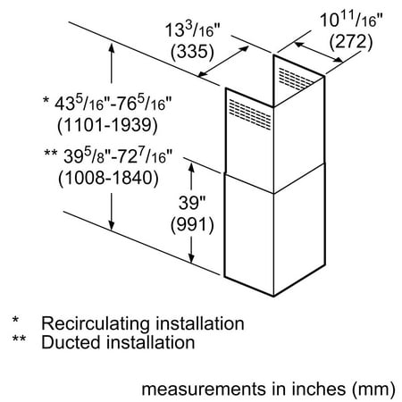 Box Canopy Chimney Hood Extension Kit for Select Bosch Range Hoods - Stainless Steel