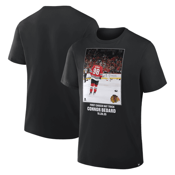 Men's Connor Bedard Black Chicago Blackhawks Legacy Milestone T-Shirt