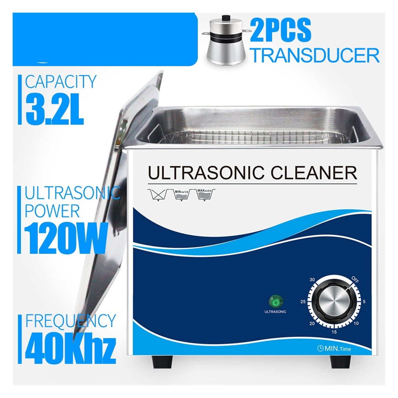 3.2L Ultrasonic Cleaner Bath 180W 40khz With Timer Cleaning Solution For Circuit Borad Metal Parts Tableware ,Strong Cleaning