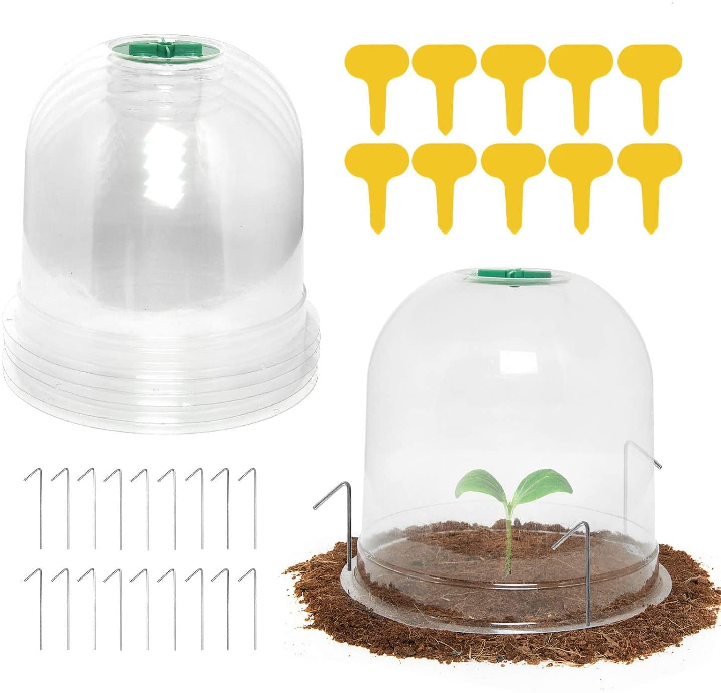6-Pack Medium Reusable Plastic Mini Greenhouse 8 Diam Plant Covers Frost Guard Freeze Protection for Plants Outdoors Garden Cloche Dome Garden Tools Garden Accessories x6.7 H