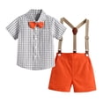 thumbnail image 3 of Esaierr Baby Boys Gentleman Clothes 3PCS Outfits Toddler Short Sleeve Plaid Dress Shirt Bowtie Suspender Shorts Spring Summer Formal Clothes Set for Kids 6 Months - 8 Years, 3 of 9