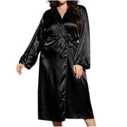 Tranfacy Robes for Women,Silk Robes for Women,Women Casual Fashion Solid Color Simulated Silk Home Clothing Robes
