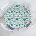 thumbnail image 3 of Ambesonne Nautical Fitted Round Tablecloth, Anchor Wheel Starfish, 40"- 44" Diameter, Blue and Apricot, 3 of 5