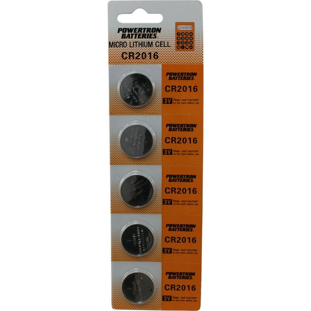 (5) CR2016 Lithium Button Cell 3V Batteries