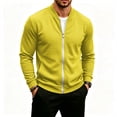 thumbnail image 4 of Men's Full Zip Waffle Knit Jacket Stand Collar Casual Cardigan Sweatshirts Soft Waffle Knit Full Zip Stand Collar Cardigan Top Sweatshirt, 4 of 5