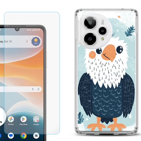 Phone Case for Cricket Icon Pro 2026, with Screen Protector, by OneToughShield - Eagle Smile