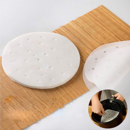 Destyer 100Pcs Air Fryer Baking Liners Parchment Paper Non-Stick Oven Steamer Perforated Premium Papers Steaming Mat