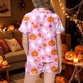 thumbnail image 6 of SJLDQY Halloween Girls Pajama Sets Button Down Short Sleeve Shirts Shorts 2 Piece Hallowmas Pjs Sets Casual Sleepwear Comfy Loungewear Sets for Kids, 6 of 6