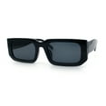 thumbnail image 4 of Classic Womens Mod Squared Narrow Rectangle Retro Fashion Sunglasses All Black, 4 of 8