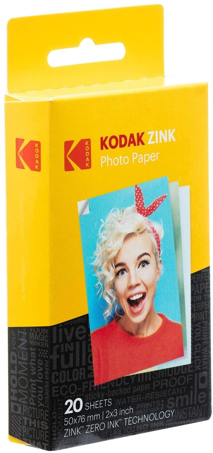  KODAK Printomatic Instant Camera (Yellow) All-in-Bundle + Zink  Paper (20 Sheets) + Deluxe Case + Photo Album + 7 Sticker Sets + Markers +  Scissors and More : Electronics