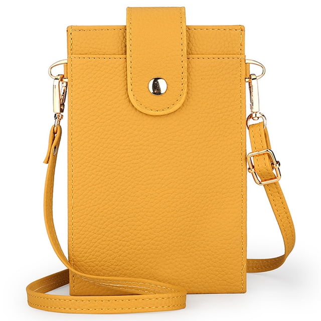 Laklulu - Cartera pequeña para teléfono móvil, tipo bandolera, de piel, fina, con ranuras para tarjetas de crédito