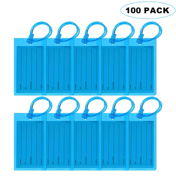 Etiquetas de equipaje, paquete de 100 unidades, bolsa de viaje de PVC, etiqueta de identificación para avión Sodsay