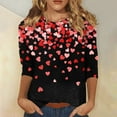 thumbnail image 2 of Resicozy Valentines Shirts for Women 3/4 Sleeve Shirts Trendy 2026 Cute Love Heart Print Tunic Tops Plus Size Casual Blouses Red L, 2 of 5