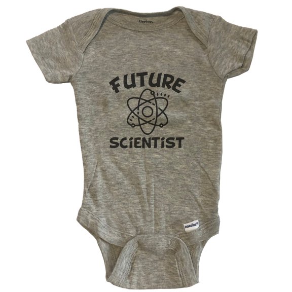 Future Scientist Cute Atom Baby Bodysuit - One Piece Baby Bodysuit - Grey