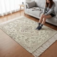 thumbnail image 6 of Living Room Area Rug 4'x 6', Beige Boho Washable Large Carpet with Tassels, Vintage Ethnic Floral Abstract Geometric Farmhouse Low-Profile Carpet Mat for Bedroom, Kitchen, Home Decor, 6 of 9