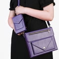 thumbnail image 5 of ELEHOLD Leather Bag Case for iPad Pro 12.9" 2022/2021/2020/2018 with Card Slots Zipper Storage Pencil Holder Kickstand Function Crossbody Shoulder Strap Handstrap Phone Bag Business Bag Case,Purple, 5 of 9