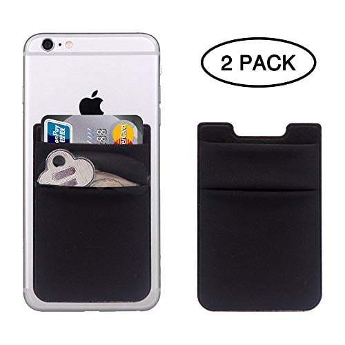 RFID Blocking Sleeve Phone Card Holder Stick on Wallet Pouch with 3M Adhesive Tape Compatible with iPhone Black+, 1 Pack Android and Other Smartphones