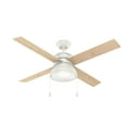 thumbnail image 4 of Hunter 52 inch Indoor Ceiling Fan with LED Light and Pull Chain - Standard Mount White Ceiling Fan, 4 Blades, For Bedroom, Living Room, or Kitchen, Quiet - Loki 54151, Fresh White, 4 of 5