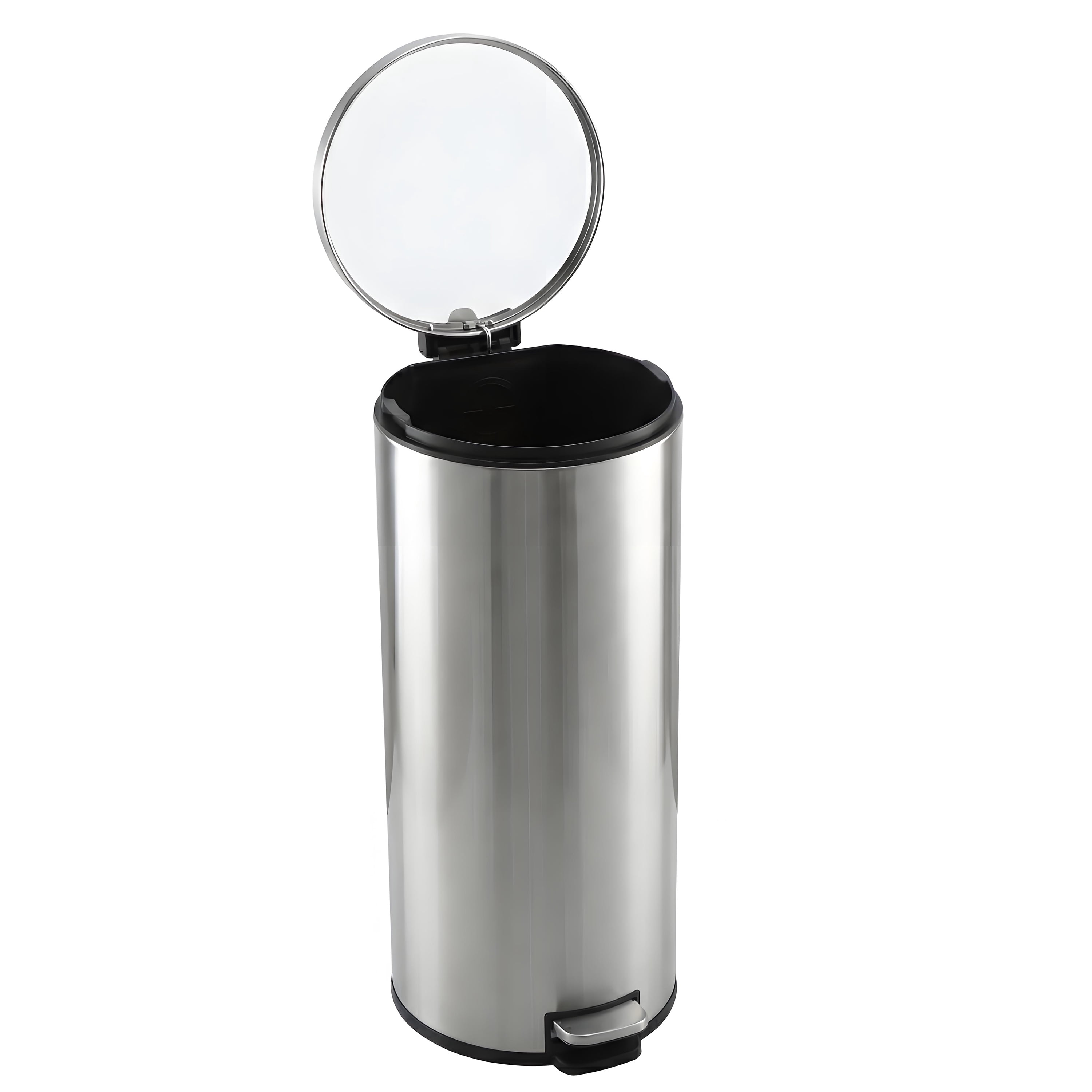 Better Homes & Gardens Kitchen Trash Can, 30 Litre Stainless Steel Round Step Garbage Bin with Soft Close Lid, Silver