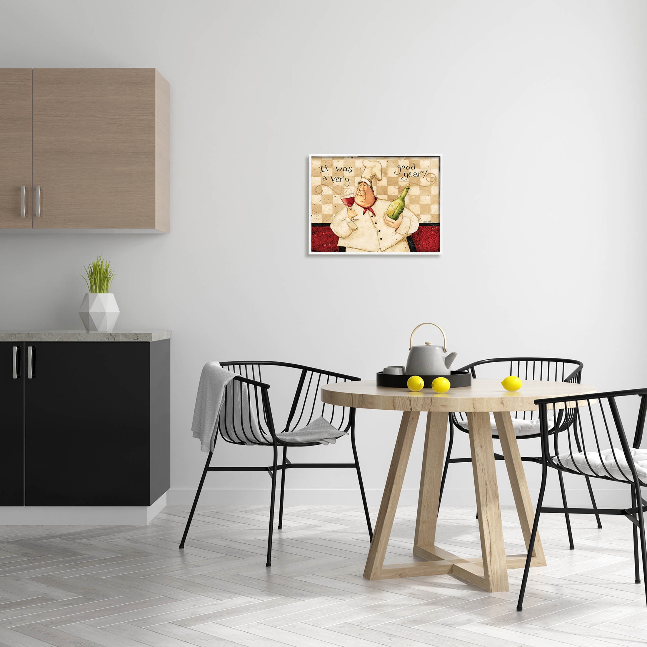A Very Good Year Chef Wine Phrase Food & Beverage Graphic Art White Framed Art Print Wall Art