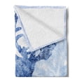 thumbnail image 2 of Moose Soft Flannel Fleece Throw Blanket, Pattern Pine Needles Spruce Tree Antlers Deer Family Snow Winter Horns, Cozy Plush for Indoor and Outdoor Use, 60" x 80", Blue White, by Ambesonne, 2 of 5