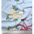 thumbnail image 1 of Soimoi Blue polyester Crepe Fabric Roses & Bicycle Transport Print Fabric by the Yard 52 Inch Wide, 1 of 3