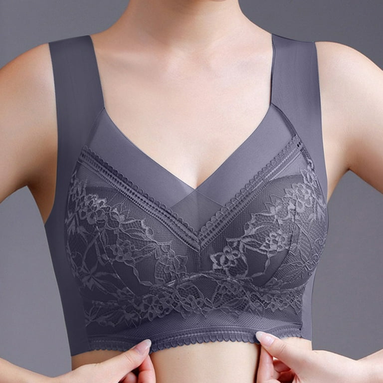 Strapless Bras For Women For Large Breasts Full Cup Thin Underwear Plus  Size Front Button Wireless Sports Lace Cover Large Size Coffee Wireless T-Shirt  Bra XL 