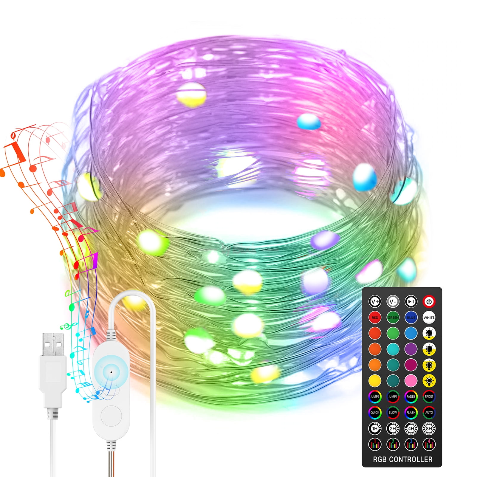16 Colors 5/10M LED String Light Strip Waterproof Dimmable Fairy Lighting Remote 