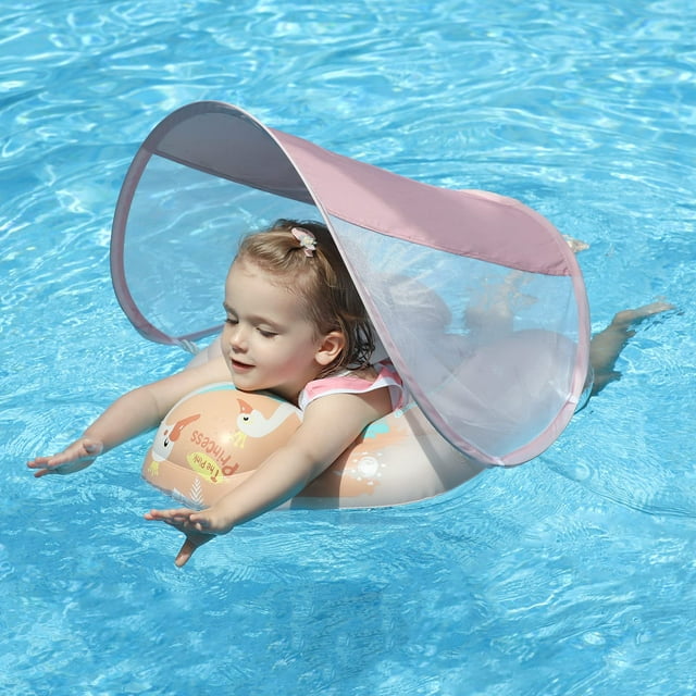 Natación sin flotador para bebés con toldo solar de 3 a 36 meses